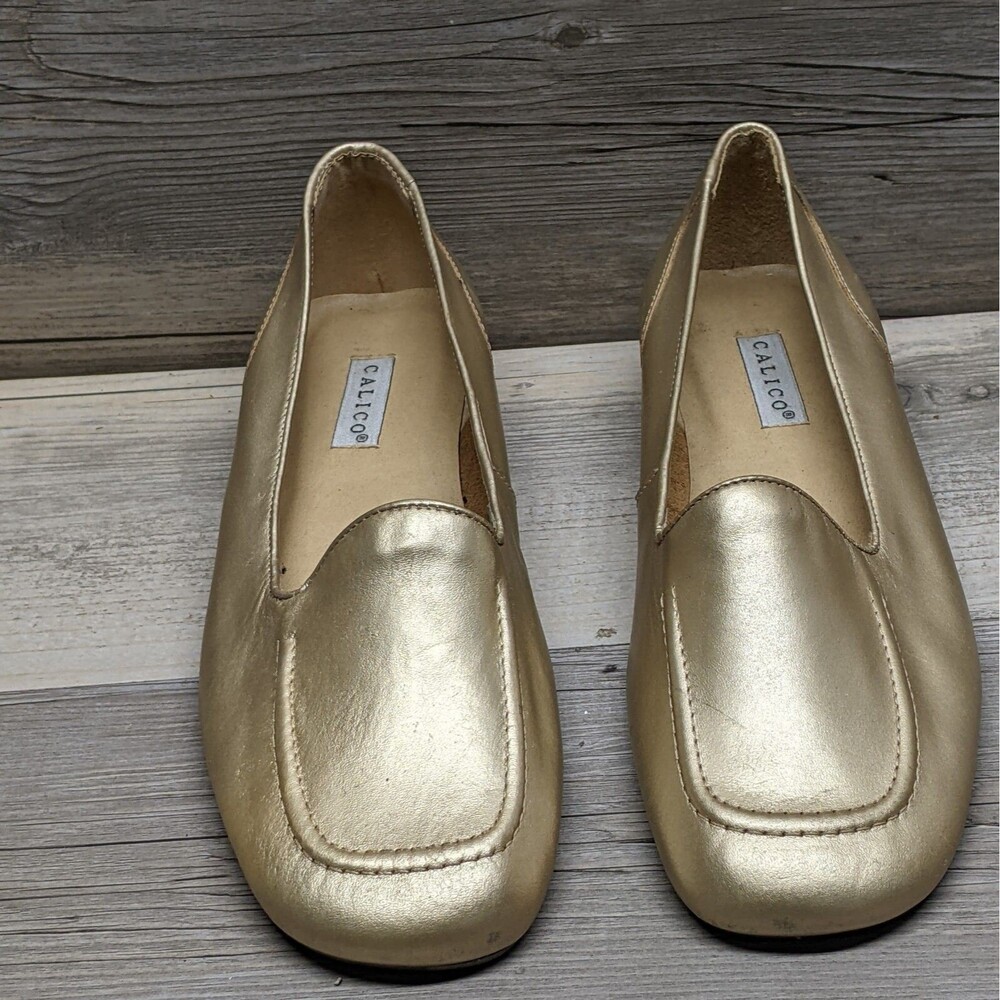 Calico Shoes White Gold Slip On 8 M Made in Brazil, Brooke 10